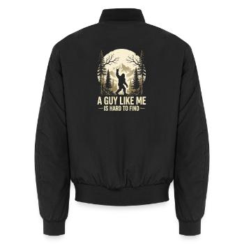 Ein Typ wie ich ist schwer zu finden – Bigfoot-Humor - Unisex Bomberjacke - Schwarz - Hinten - AI Model Male 185 light (185cm)