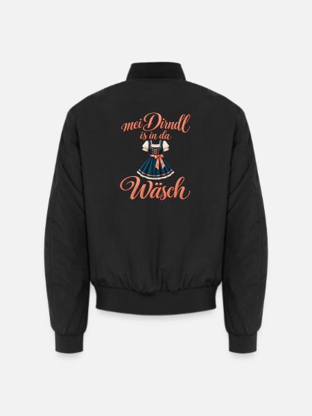 Mei Dirndl is in da Wäsch – Lustiger Dirndl Spruch - Unisex Bomberjacke - Schwarz