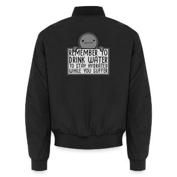 Remember to drink water Denk an Wasser Spruch Logo - Unisex Bomberjacke - Schwarz - Hinten - AI Model Male 185 light (185cm)