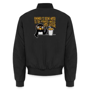 Remember to drink water Denk an Wasser Pinguin - Unisex Bomberjacke - Schwarz - Hinten - AI Model Male 185 light (185cm)