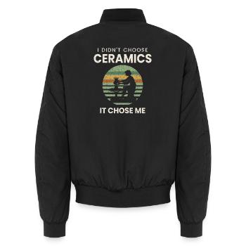 Lustiges Keramik Shirt Töpferin Geschenk - Unisex Bomberjacke - Schwarz - Hinten - AI Model Male 185 light (185cm)