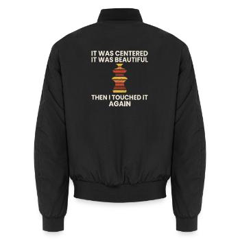 Keramik Humor Geschenk Töpferin Lustig Idee - Unisex Bomberjacke - Schwarz - Hinten - AI Model Male 185 light (185cm)