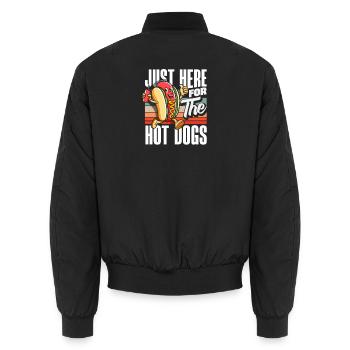 Füttere Mich Mit Hotdogs Und Nenn Mich Hübsch - Unisex Bomberjacke - Schwarz - Hinten - AI Model Male 185 light (185cm)