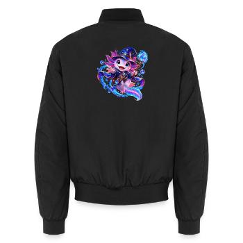 Zauber-Axolotl – Magisches Fantasy Axolotl - Unisex Bomberjacke - Schwarz - Hinten - AI Model Male 185 light (185cm)
