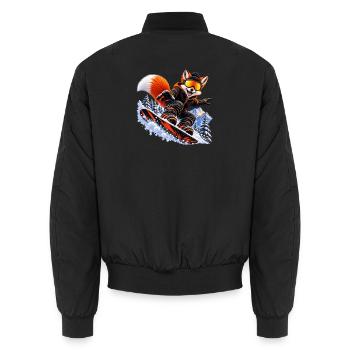 Snowboard Fuchs – Winter Sport Tier - Unisex Bomberjacke - Schwarz - Hinten - AI Model Male 185 light (185cm)