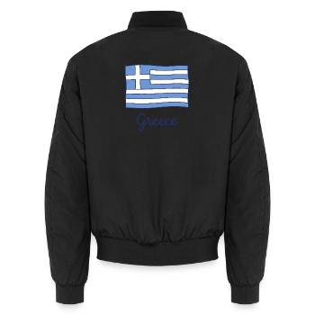 Griechenland-Flagge Griechisches Pride-Reisesouvenir - Unisex Bomberjacke - Schwarz - Hinten - AI Model Male 185 light (185cm)