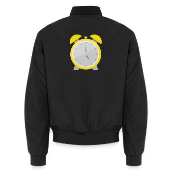 Wecker - Unisex Bomberjacke - Schwarz - Hinten - AI Model Male 185 light (185cm)