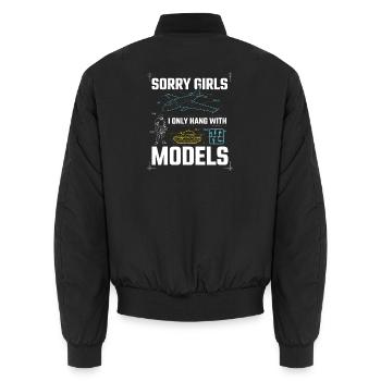 Sorry, Mädchen hängen nur mit Models ab - Unisex Bomberjacke - Schwarz - Hinten - AI Model Male 185 light (185cm)