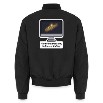 Posaune Hardware Kaffee IT Shirt - Unisex Bomberjacke - Schwarz - Hinten - AI Model Male 185 light (185cm)