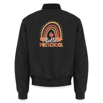 Hello Preschool Rainbow Back To School Cute Studen - Unisex Bomberjacke - Schwarz - Hinten - AI Model Male 185 light (185cm)