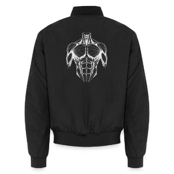  Geometrische Muskelstudie Sport Workout - Unisex Bomberjacke - Schwarz - Hinten - AI Model Male 185 light (185cm)
