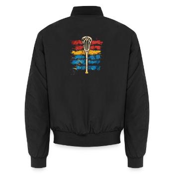 Retro Lacrosse Schläger - Unisex Bomberjacke - Schwarz - Hinten - AI Model Male 185 light (185cm)