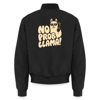 No Prob-Llama – Cooles Lama mit Daumen hoch - Unisex Bomberjacke - Schwarz - Hinten - AI Model Male 185 light (185cm)