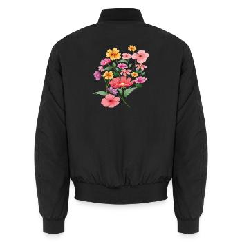 Blütenpracht Flora - Unisex Bomberjacke - Schwarz - Hinten - AI Model Male 185 light (185cm)