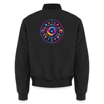 Psy Circle Kosmischer Wirbel - Unisex Bomberjacke - Schwarz - Hinten - AI Model Male 185 light (185cm)