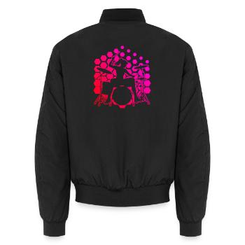 Geschenkidee für eine Percussionistin mit Drum Kit - Unisex Bomberjacke - Schwarz - Hinten - AI Model Male 185 light (185cm)