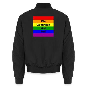 DIE GEDANKEN SIND FREI! GEGEN MAULKÖRBE FÜR FRIEDE - Unisex Bomberjacke - Schwarz - Hinten - AI Model Male 185 light (185cm)