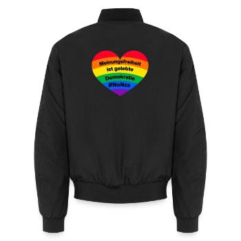 MEINUNGSFREIHEIT IST GELEBTE DEMOKRATIE. #NONNZS - Unisex Bomberjacke - Schwarz - Hinten - AI Model Male 185 light (185cm)
