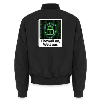 Firewall an, Welt aus - IT-Sicherheit Hoodie - Unisex Bomberjacke - Schwarz - Hinten - AI Model Male 185 light (185cm)
