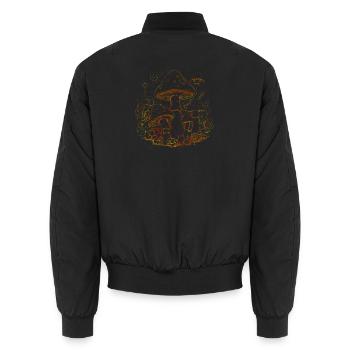 Pilze Magischer Fantasy Wald - Unisex Bomberjacke - Schwarz - Hinten - AI Model Male 185 light (185cm)