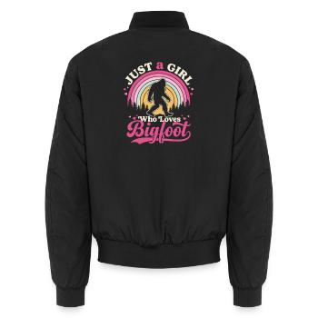 Just A Girl Who Loves Bigfoot – Sasquatch - Unisex Bomberjacke - Schwarz - Hinten - AI Model Male 185 light (185cm)