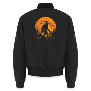 Bigfoot Kürbis Halloween – lustiger Sasquatch - Unisex Bomberjacke - Schwarz - Hinten - AI Model Male 185 light (185cm)