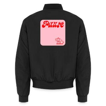 PAUSE MACHEN KAFFEE - Unisex Bomberjacke - Schwarz - Hinten - AI Model Male 185 light (185cm)