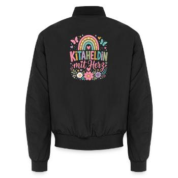 Kitaheldin Mit Herz Regenbogen Erzieherin Design - Unisex Bomberjacke - Schwarz - Hinten - AI Model Male 185 light (185cm)