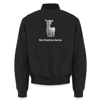 No Drama Llama – Süßes Lama Design - Unisex Bomberjacke - Schwarz - Hinten - AI Model Male 185 light (185cm)
