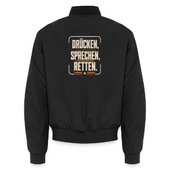 Drücken Sprechen Retten - Unisex Bomberjacke - Schwarz - Hinten - AI Model Male 185 light (185cm)