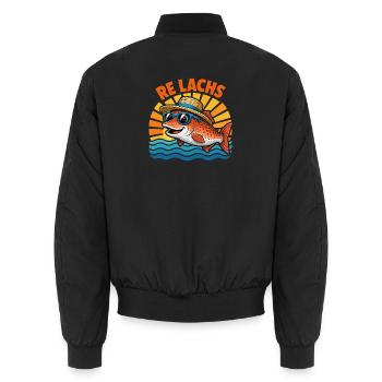 Re Lachs Angeln Fisch Forelle Fischer Humor - Unisex Bomberjacke - Schwarz - Hinten - AI Model Male 185 light (185cm)