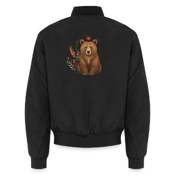 Bär Boho - Unisex Bomberjacke - Schwarz - Hinten - AI Model Male 185 light (185cm)
