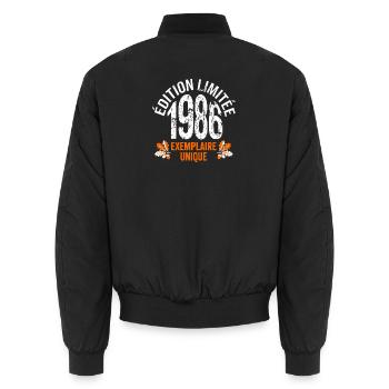Jubiläum 1986 Limited Edition Vintage - Unisex Bomberjacke - Schwarz - Hinten - AI Model Male 185 light (185cm)