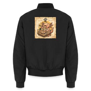 Axolotl Ramen essen Vintage-japanische Kunst - Unisex Bomberjacke - Schwarz - Hinten - AI Model Male 185 light (185cm)