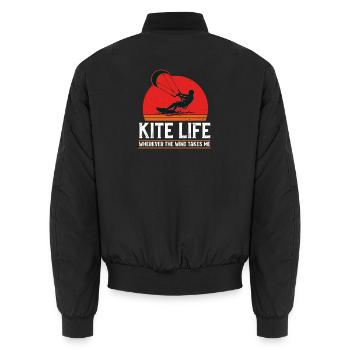 Kite Life Retro - Unisex Bomberjacke - Schwarz - Hinten - AI Model Male 185 light (185cm)