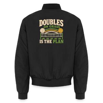 Gras Volleyball Outdoor Volleyball Spieler - Unisex Bomberjacke - Schwarz - Hinten - AI Model Male 185 light (185cm)
