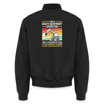 Baustelle Baggerfahrer Baggern - Unisex Bomberjacke - Schwarz - Hinten - AI Model Male 185 light (185cm)