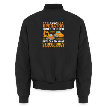Baustelle Baggerfahrer Baggern - Unisex Bomberjacke - Schwarz - Hinten - AI Model Male 185 light (185cm)