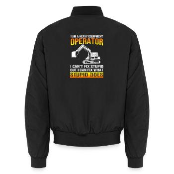 Baustelle Baggerfahrer Baggern - Unisex Bomberjacke - Schwarz - Hinten - AI Model Male 185 light (185cm)