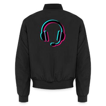 Gamer Headset Glitch Icon - Unisex Bomberjacke - Schwarz - Hinten - AI Model Male 185 light (185cm)