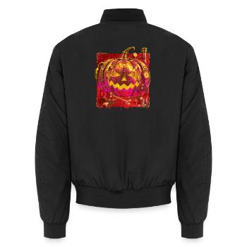 Steampunk-Halloween-Kurbis - Unisex Bomberjacke - Schwarz - Hinten - AI Model Male 185 light (185cm)