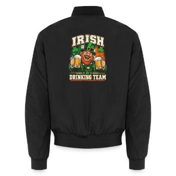 Irish Cheers, Irish Team, Lucky Drinks, Pub Leprec - Unisex Bomberjacke - Schwarz - Hinten - AI Model Male 185 light (185cm)