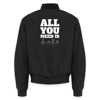 All You Need Is Love Sign Language Hands Graphic - Unisex Bomberjacke - Schwarz - Hinten - AI Model Male 185 light (185cm)