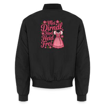 Mei Dirndl Hod Heid Frei Bavarian  - Unisex Bomberjacke - Schwarz - Hinten - AI Model Male 185 light (185cm)
