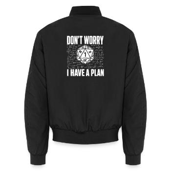 Keine Sorge, ich habe einen Plan – Tabletop-RPG TTRPG - Unisex Bomberjacke - Schwarz - Hinten - AI Model Male 185 light (185cm)