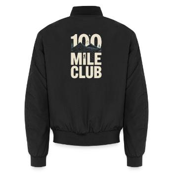100 Mile Club Ultralauf Trailrunning 100M Ultra - Unisex Bomberjacke - Schwarz - Hinten - AI Model Male 185 light (185cm)