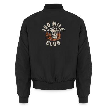 100 Mile Club Ultralauf Trailrunning 100M Ultra - Unisex Bomberjacke - Schwarz - Hinten - AI Model Male 185 light (185cm)