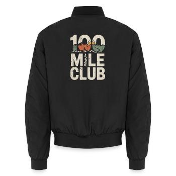 100 Mile Club Ultralauf Trailrunning 100M Ultra - Unisex Bomberjacke - Schwarz - Hinten - AI Model Male 185 light (185cm)
