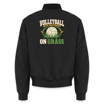 Gras Volleyball Outdoor Volleyball Spieler - Unisex Bomberjacke - Schwarz - Hinten - AI Model Male 185 light (185cm)