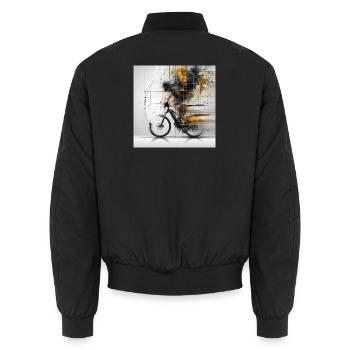 E-Mountainbike – MTB E-Bike im Gelände - Unisex Bomberjacke - Schwarz - Hinten - AI Model Male 185 light (185cm)